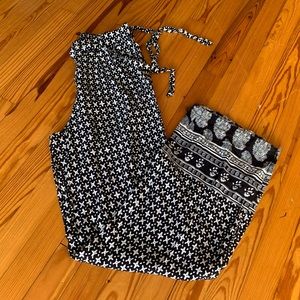Dynamite blue and white wide leg pants